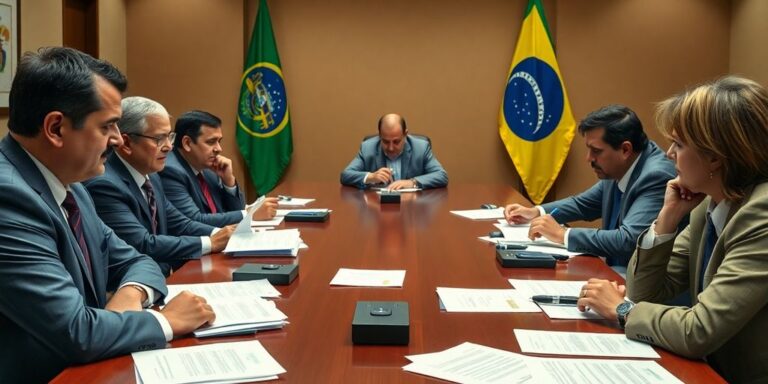 Ministros em reunião tensa durante a crise do INSS.