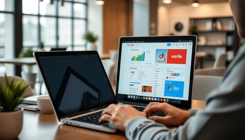 Imagem de uma pessoa criando uma campanha no Google Ads