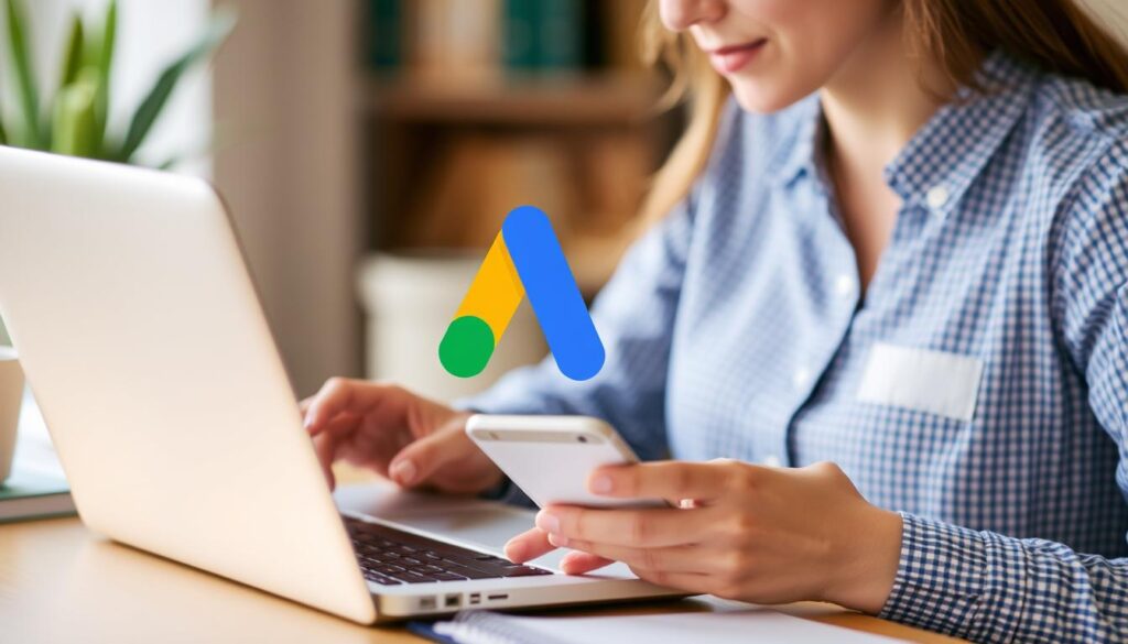 Imagem de uma pessoa iniciando uma campanha no Google Ads com um crédito inicial