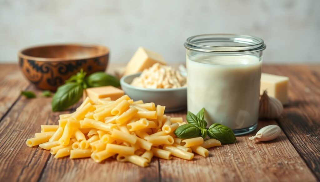 ingredientes para macarrão com creme de leite